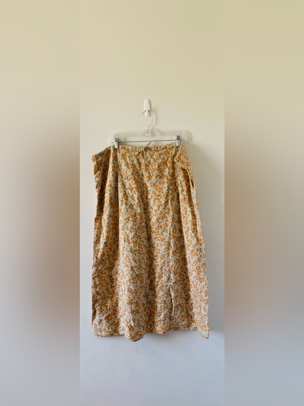 Y2K Eddie Bauer Floral 100% Linen MIDI Skirt Size XL Tall Cottagecore Coquette